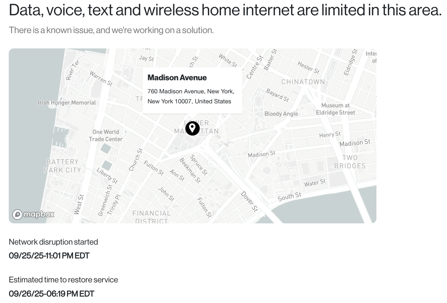Verizon expects to restore service by tonight. - Verizon is down again for some customers