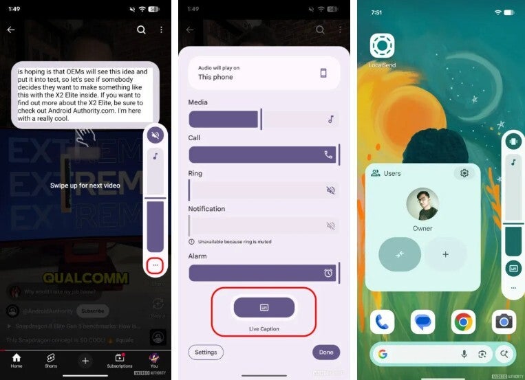 First two images show how to get to the Live Caption toggle on a Pixel. The last image shows the upcoming placement of the toggle. | Image credit-Android Authority - Google will make a key change to Pixel to help users access an accessibility feature faster