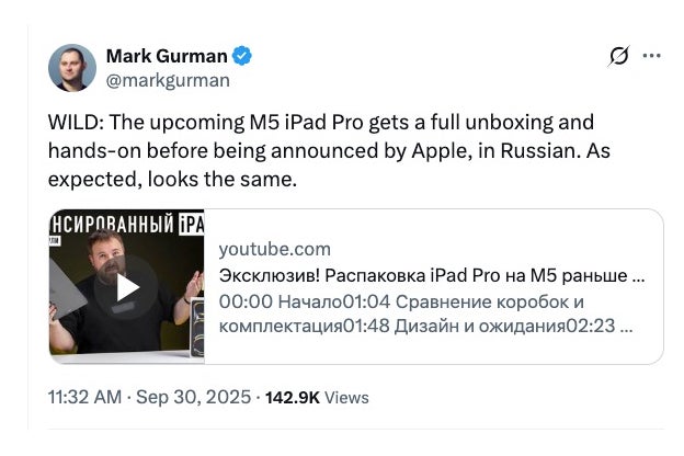 Mark Gurman X Post