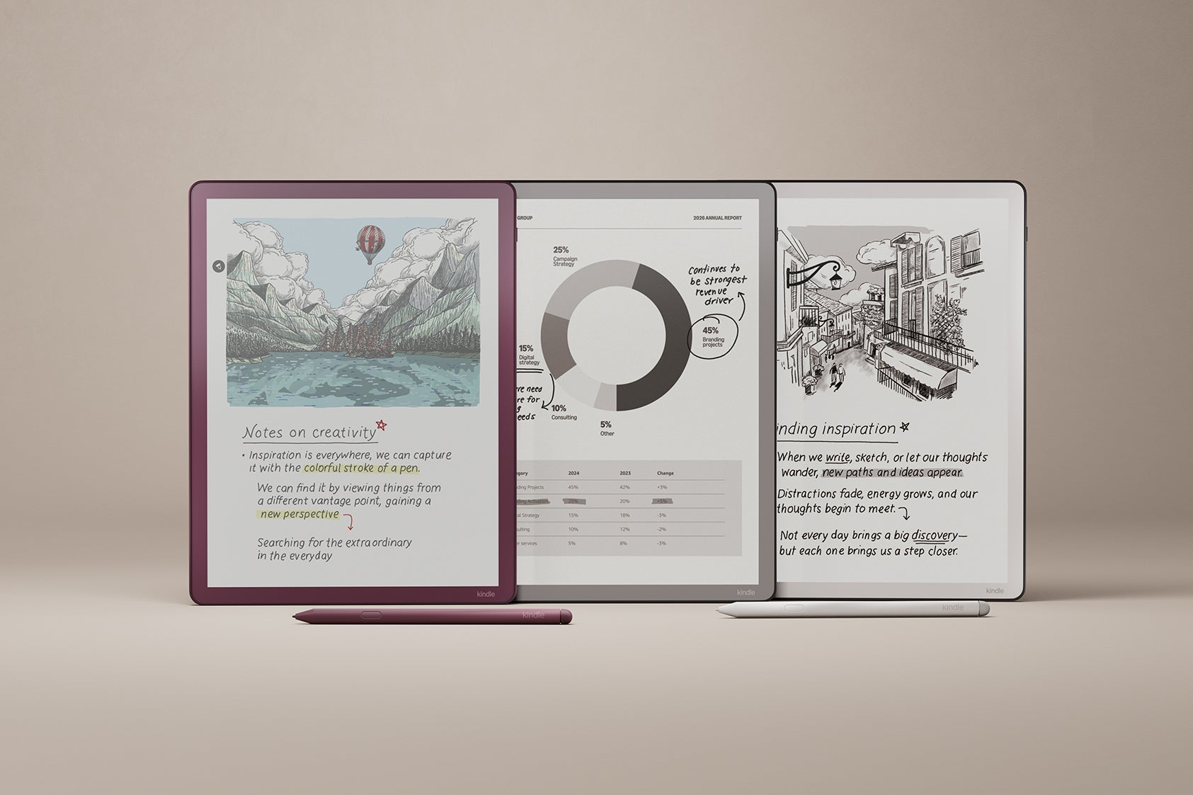 Image of all the new Kindle Scribe devices