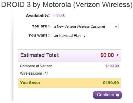 Motorola DROID 3 is selling for free this weekend only through LetsTalk