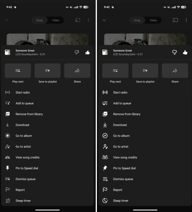 Screenshots showing the current and updated icons for YouTube Music.