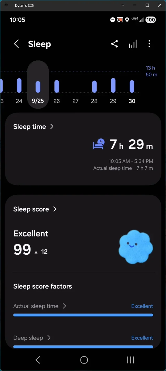 Image Credit - dylanchadderton on Reddit - Galaxy Watch Sleep Scores suddenly skyrocket – but is it too good to be true?