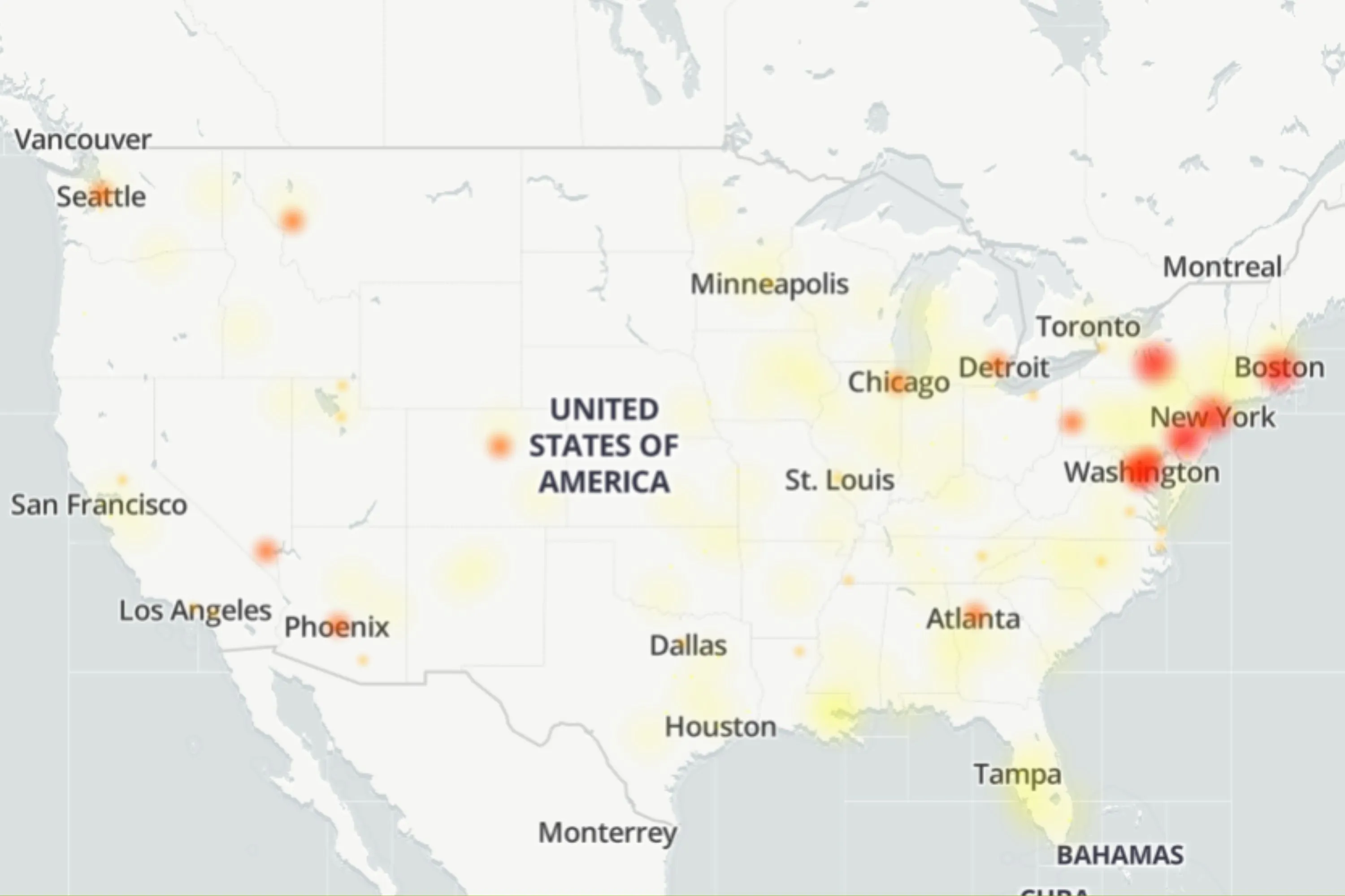 This map shows where the most reports came from. | Image credit – Downdetector - If you woke up to SOS mode on your Verizon phone, you weren't alone