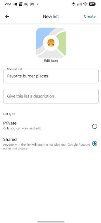 Screenshot customizing notes icon on Google Maps.