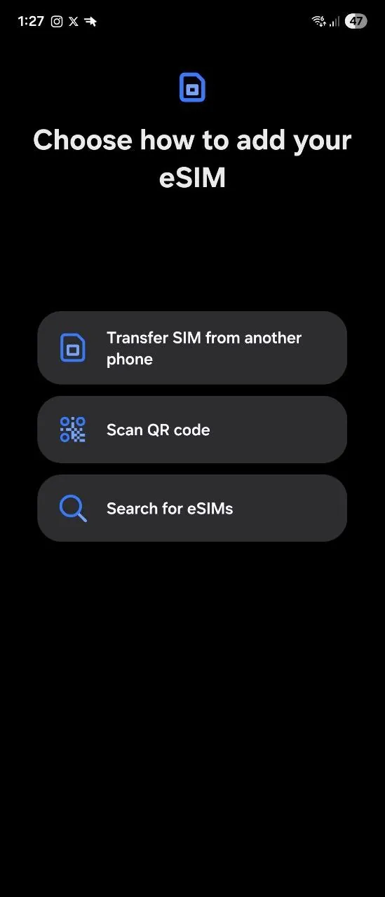The eSIM transfer menu on One UI 8.5. | Image Credit - Android Authority