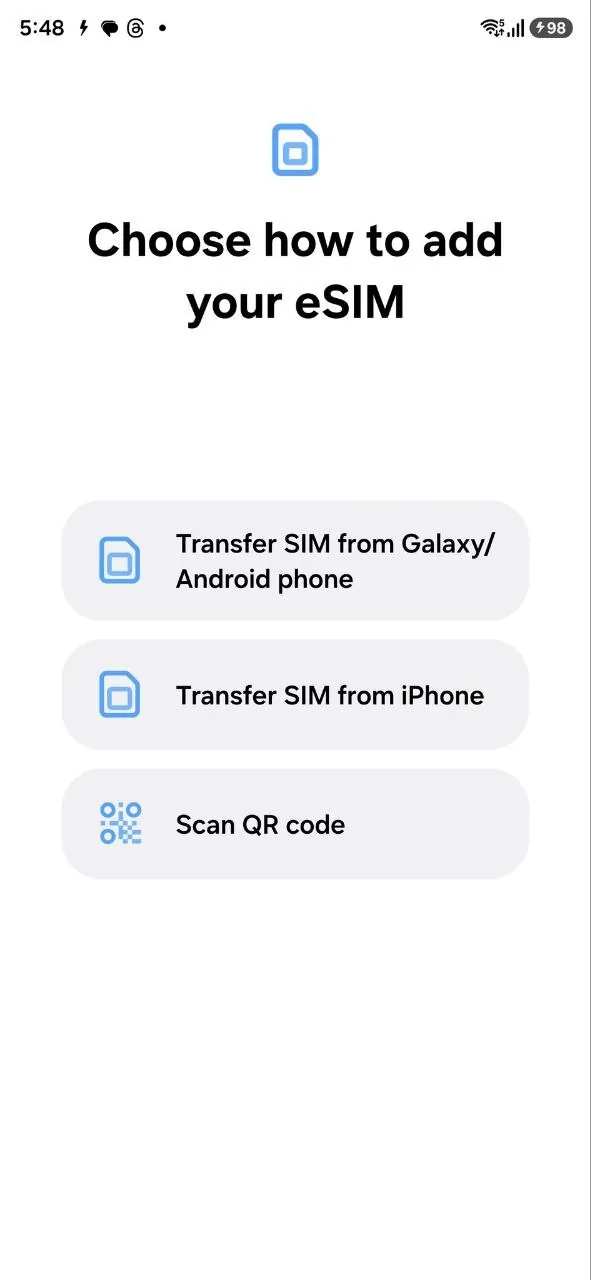 The eSIM transfer menu on One UI 8. | Image Credit - Android Authority