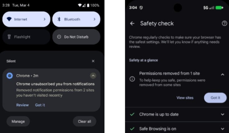 Screenshots show the new feature on Chrome&amp;#039;s Safety Check.