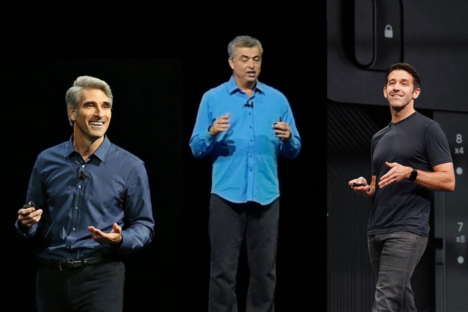 Craig Federighi, Eddy Cue, and John Ternus