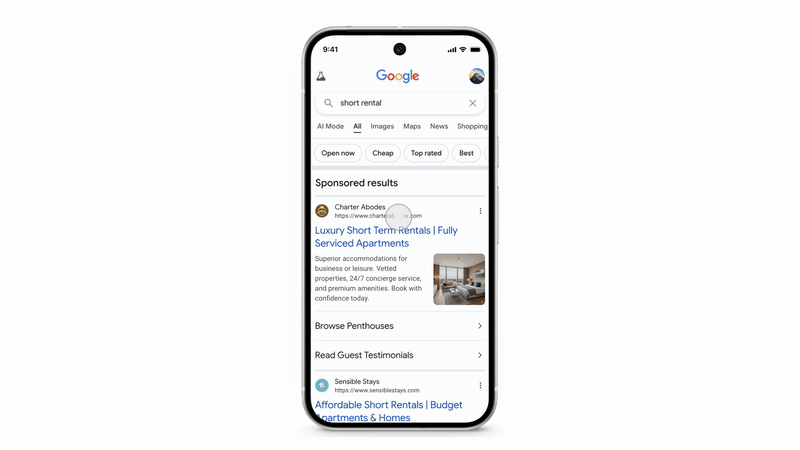 The new Sponsored section on mobile. | Image Credit - Google - Google will allow you to hide ads in your search results, but only after scrolling