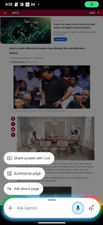 When you long press the power button on your Pixel, and you have the Gemini app installed, this overlay should appear. | Image credit-PhoneArena - Chrome for Android, iOS, adds important summarization feature