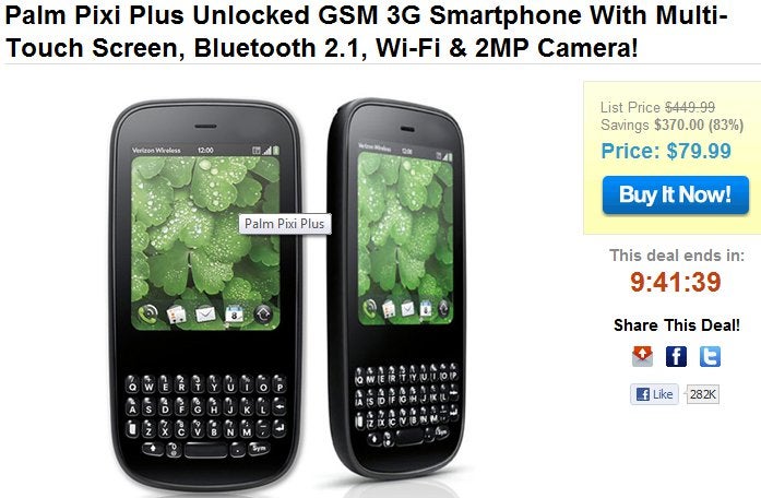 Brand new unlocked Palm Pixi Plus is priced at $79.99 - no contract required