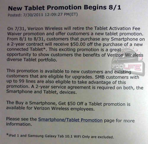 Verizon promo shaves $50 off the price of select tablets when you buy a smartphone