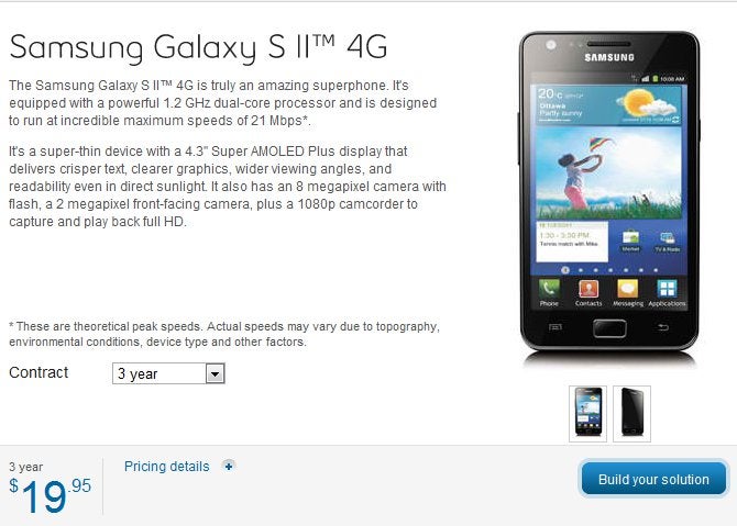 Bell is selling the Samsung Galaxy S II for an impressive $20 - 3 year contract required