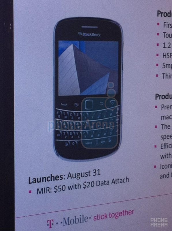 Leak mentions August 31st launch date for T-Mobile&#039;s BlackBerry Bold 9900