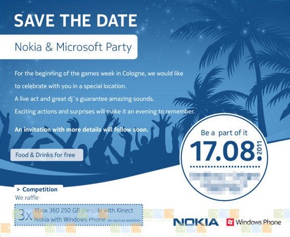 Will the first Mango updated, Windows Phone 7 powered Nokia handset show up at this party? - Nokia's first Mango updated Windows Phone 7 model could debut in mid-month