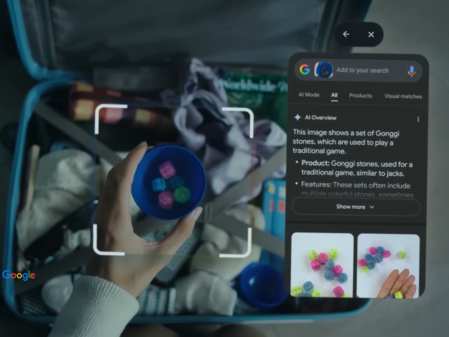 Using Google Circle to Search on the Samsung Galaxy XR