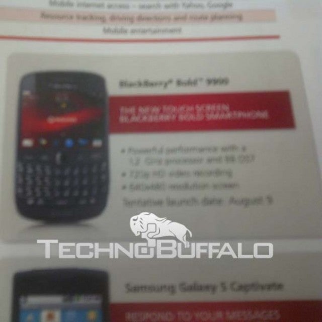 This flyer shows a &quot;Tentative&quot; August 9th launch date for the BlackBerry Bold 9900 for Rogers - August 9th looks to be the launch date for the BlackBerry Bold 9900 on Rogers