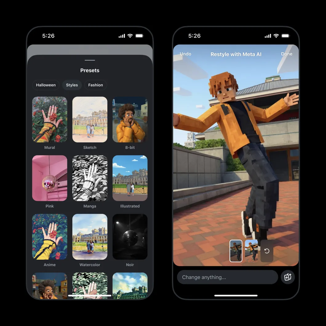 Screenshots showing how Meta AI works in Instagram Stories. 