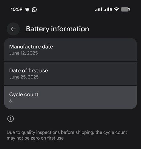 Photo shopws mysterious question mark in Pixel 10 Pro Fold&amp;#039;s status bar.