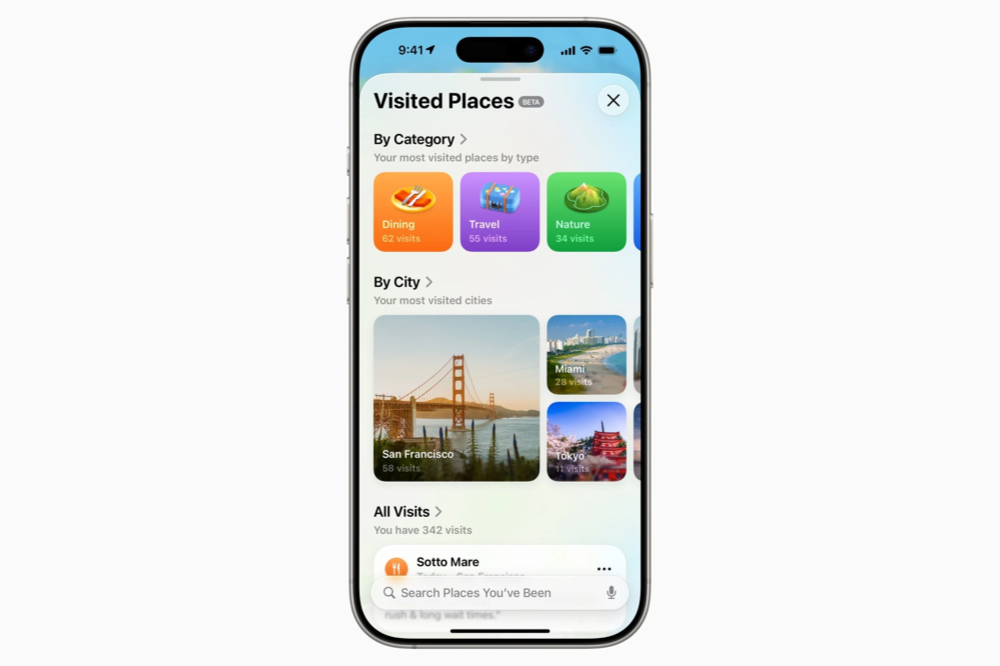 Apple Maps visited places
