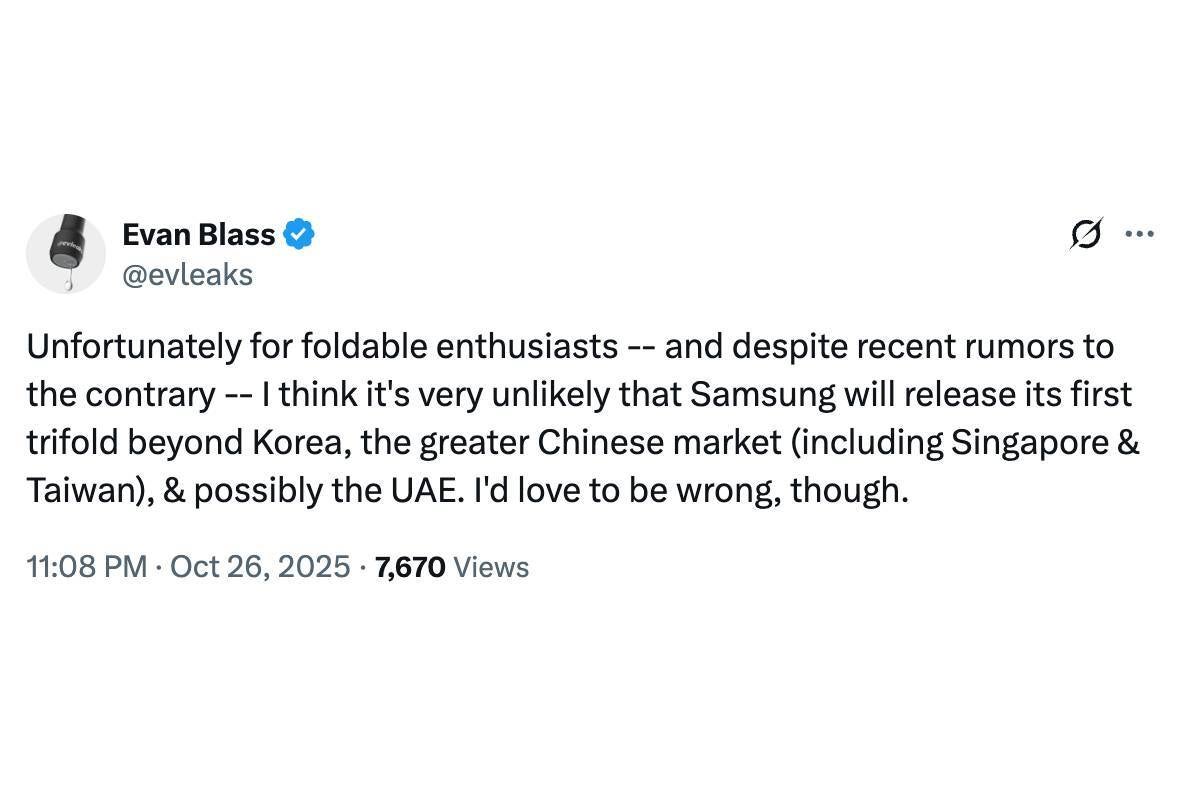 Samsung Galaxy TriFold release markets