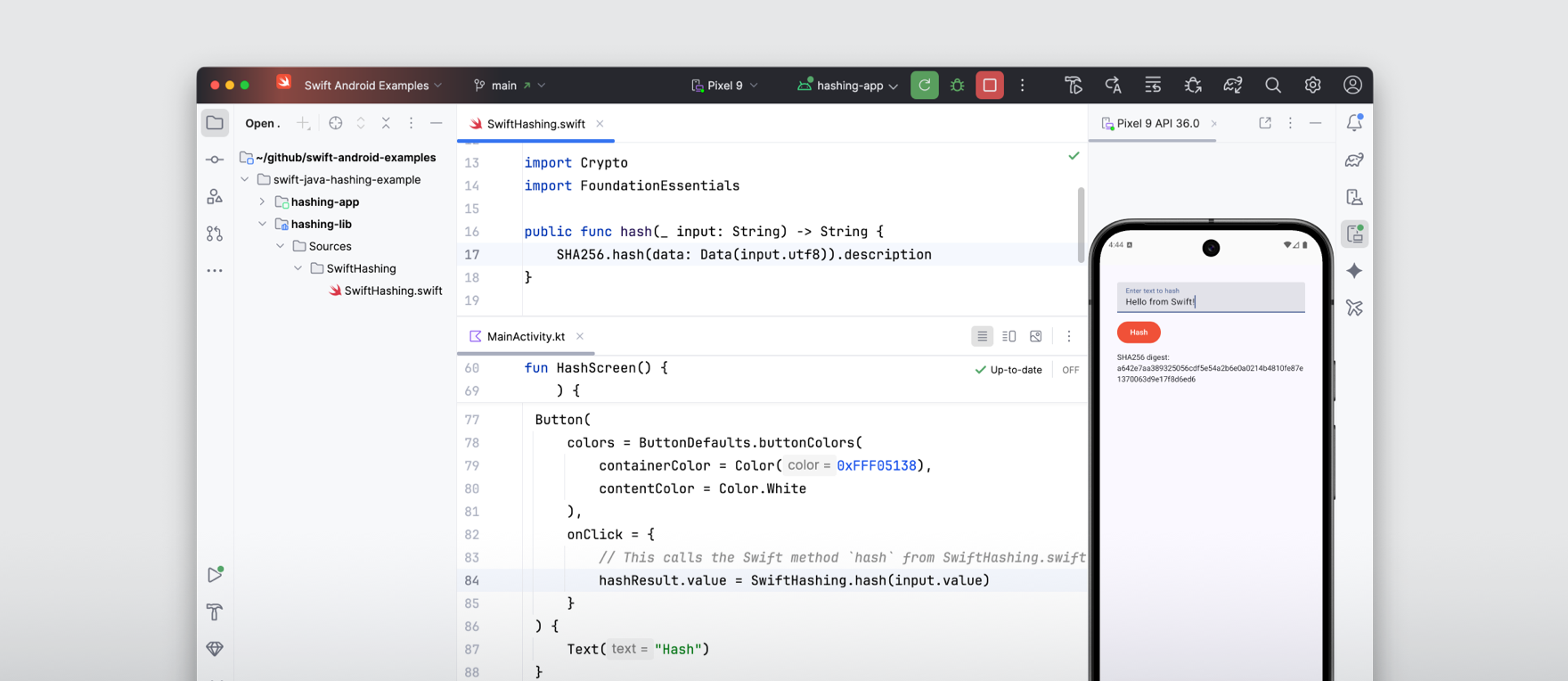 The Android Workgroup has shared Swift for Android examples on GitHub. | Image credit – Swift.org - Apple’s programming language can now be used for Android apps, making code sharing with iOS easier