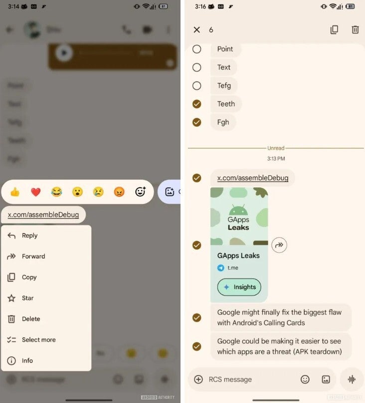 The new UI for Google Messages is better for one-handed use. | Image credit-Android Authority - Google Messages could get new UI with menus that change based on context of chats