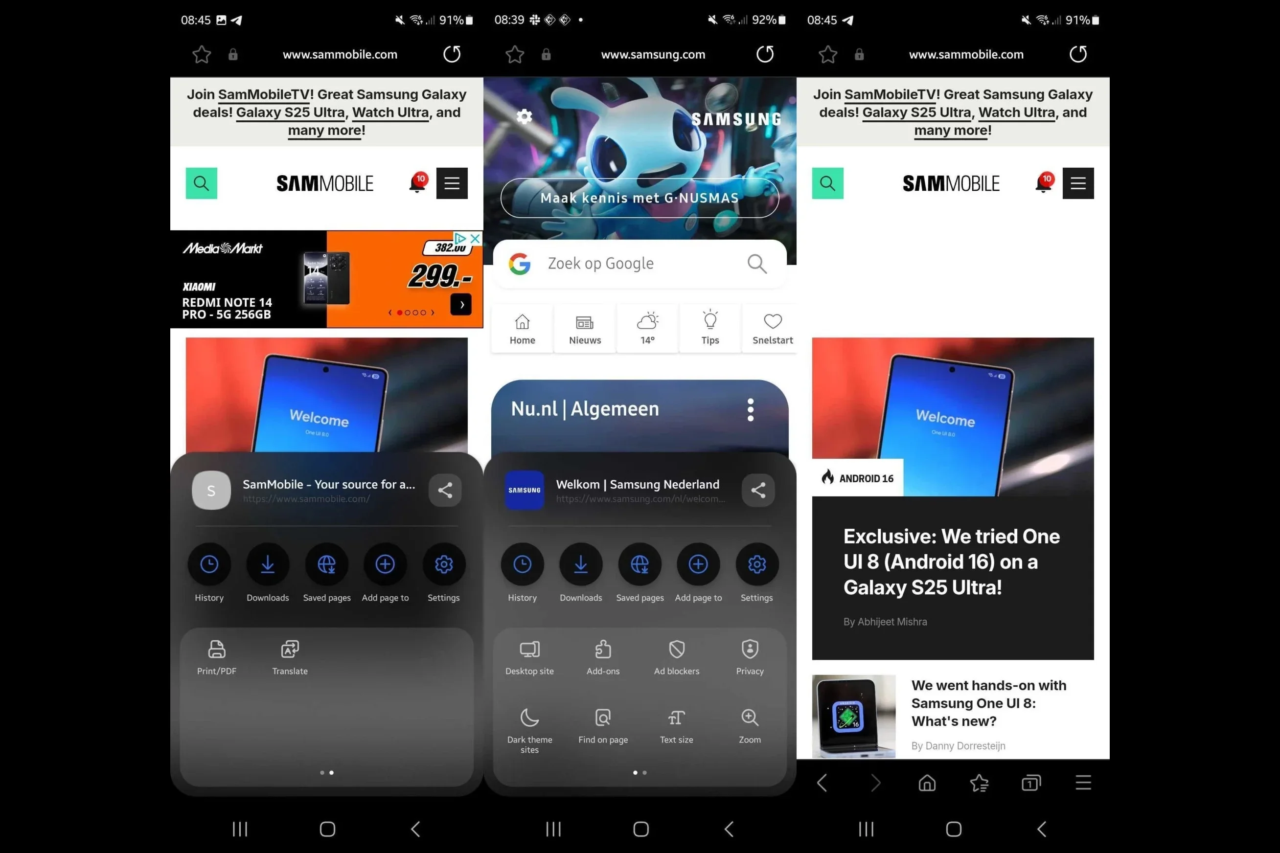 Samsung Internet on Mobile