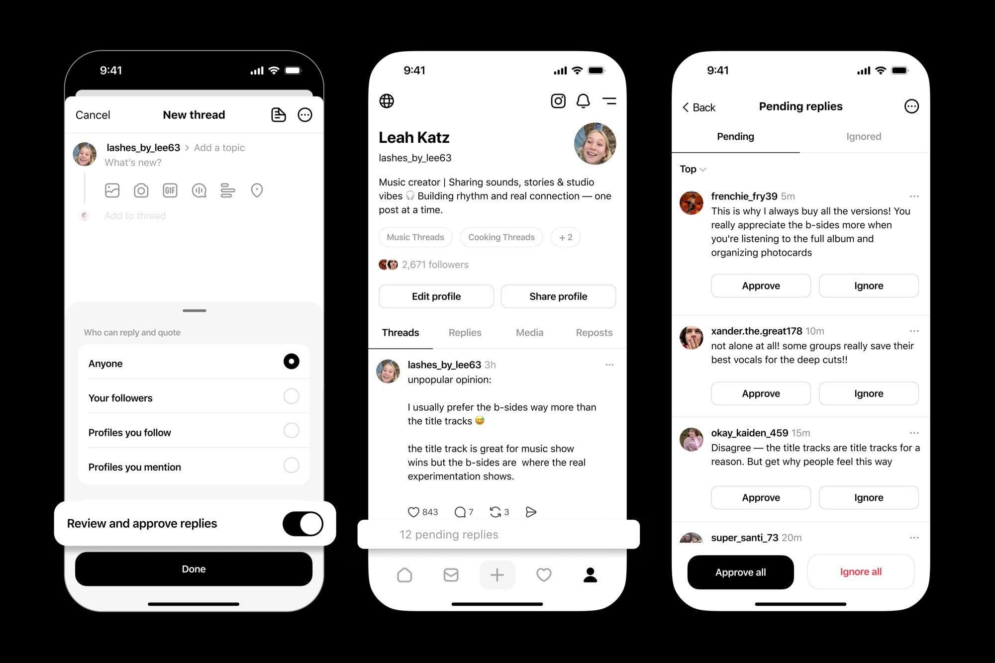 Threads reply approvals
