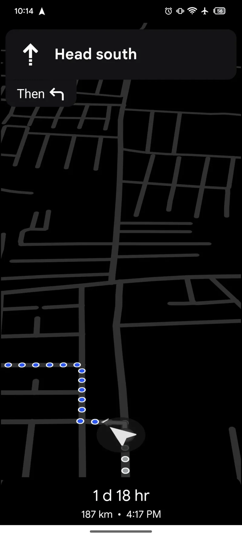 Screenshots from "Min Mode" with Google Maps