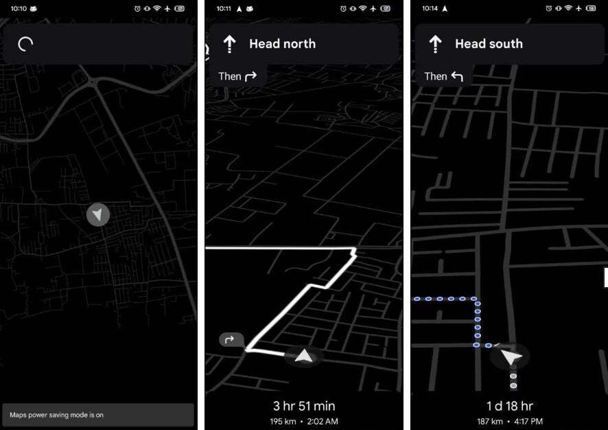 Screenshots show what the new low power mode for Google Maps could look like.