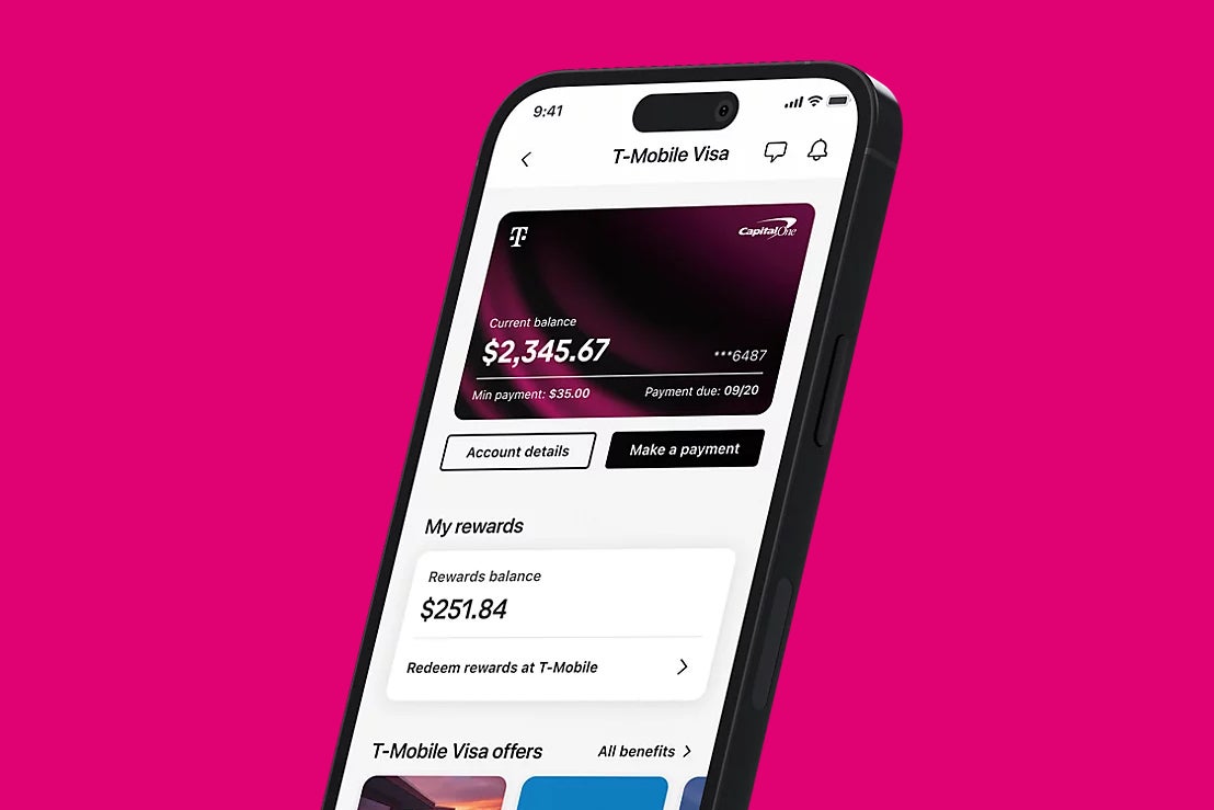 Image of the T-Life app’s visa card section