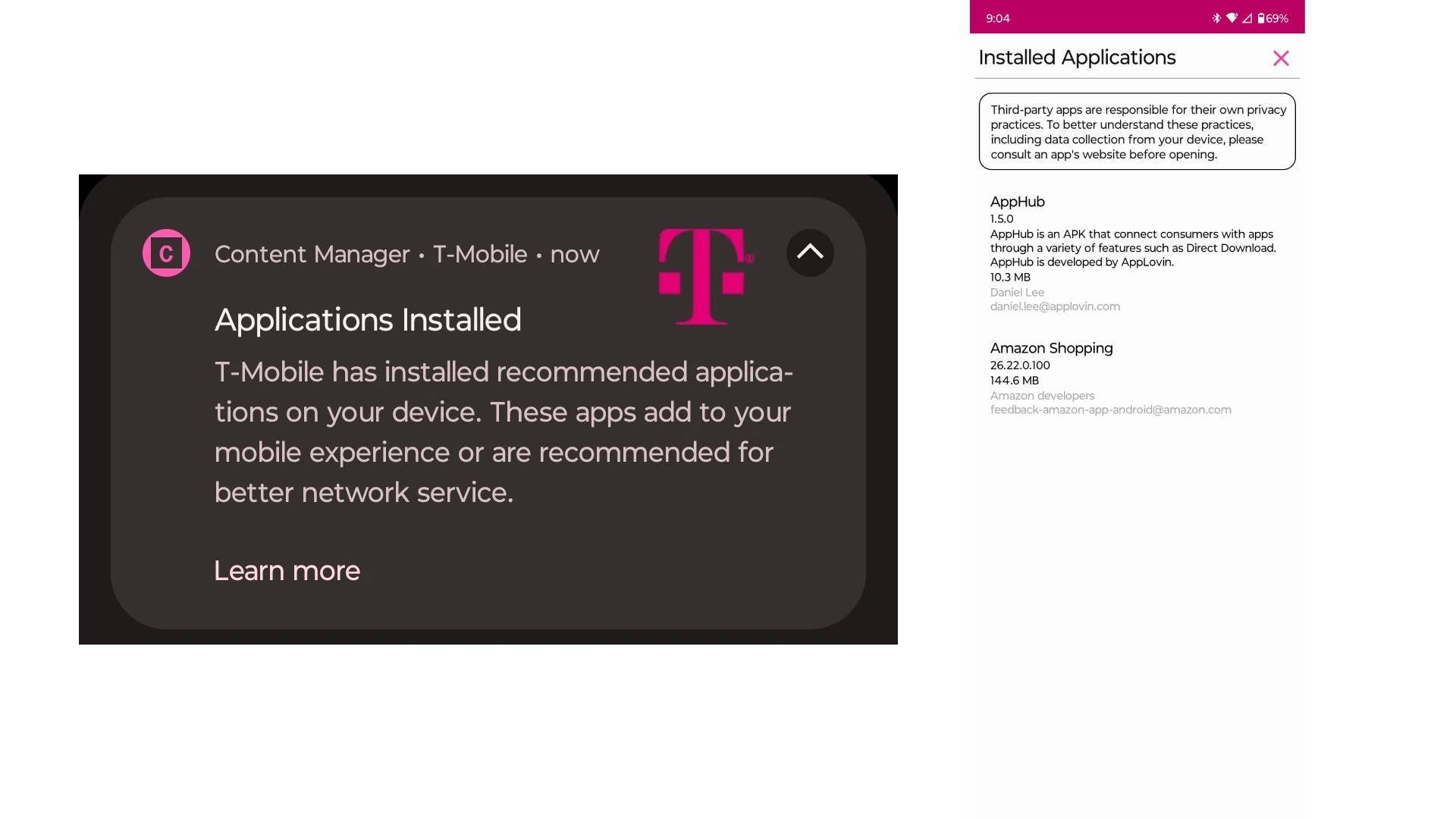 T-Mobile users have complained in the past about the carrier installing apps on their devices. | Image Credit - Reddit user&nbsp;nima0003 - Android T-Mobile users might soon be free from nasty surprises