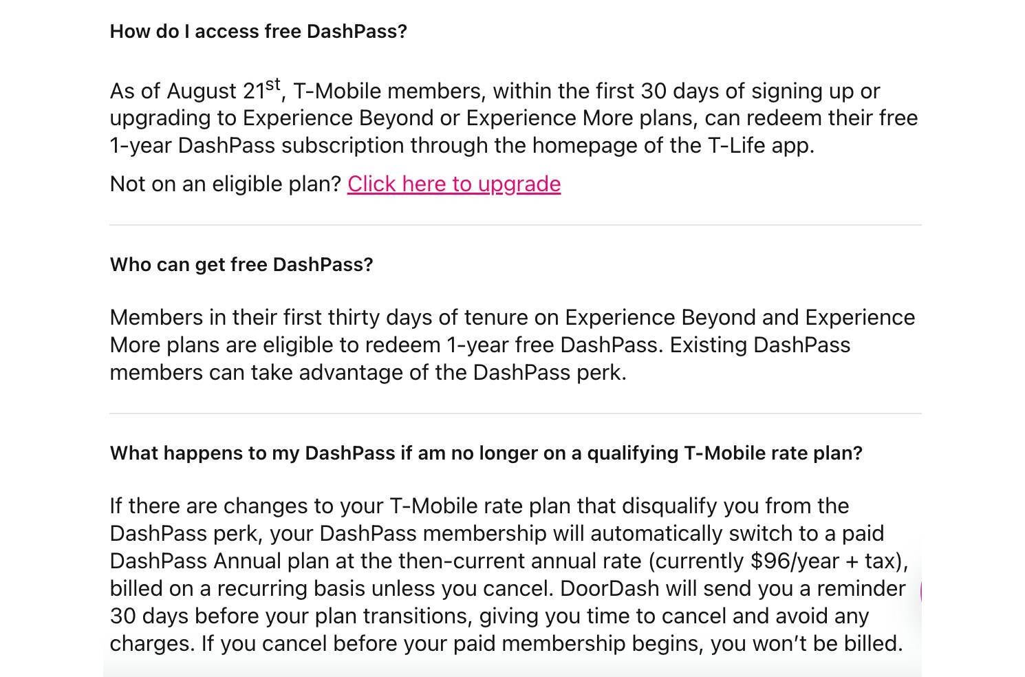 T-Mobile DashPass ends 