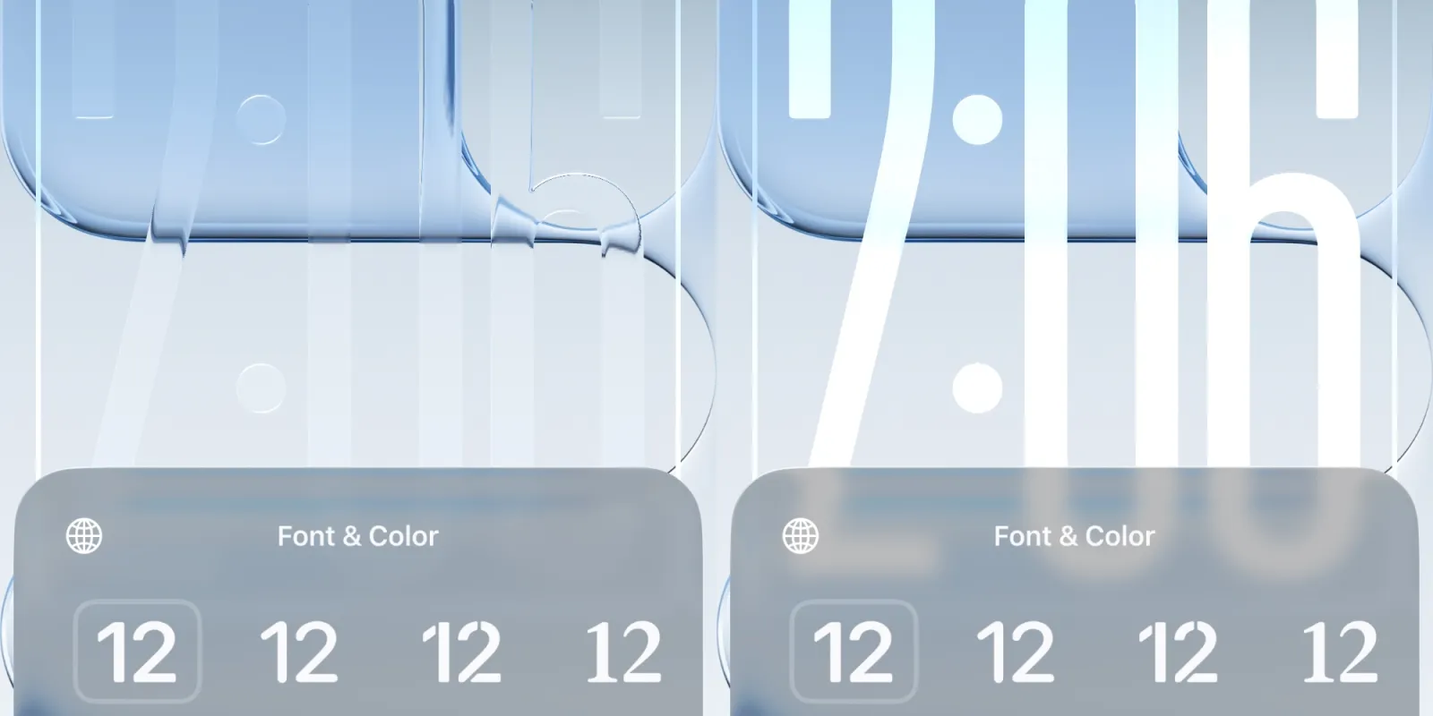 You can make the clock both barely visible or super solid. | Image credit – 9to5Mac - Apple’s latest iOS 26.2 beta lets you dial Lock Screen transparency to perfection