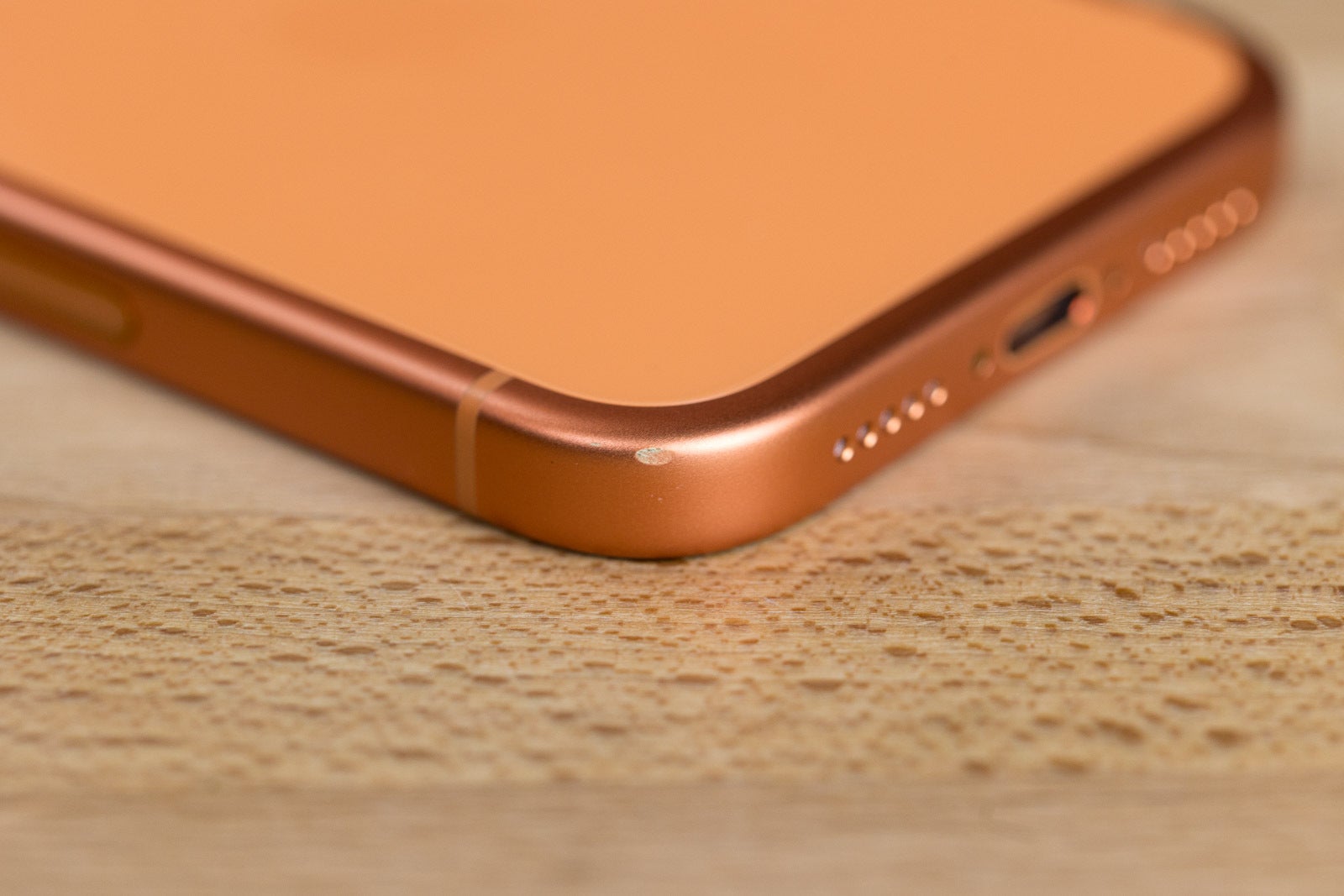 Scuffs are not quite as noticeable on the Cosmic Orange model, but not invisible either (Image by PhoneArena) - Apple’s soft aluminum iPhone 17 Pro experiment has a real durability problem