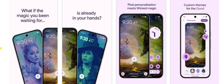 Some of the Play Store listing for Pixel Theme Pack.