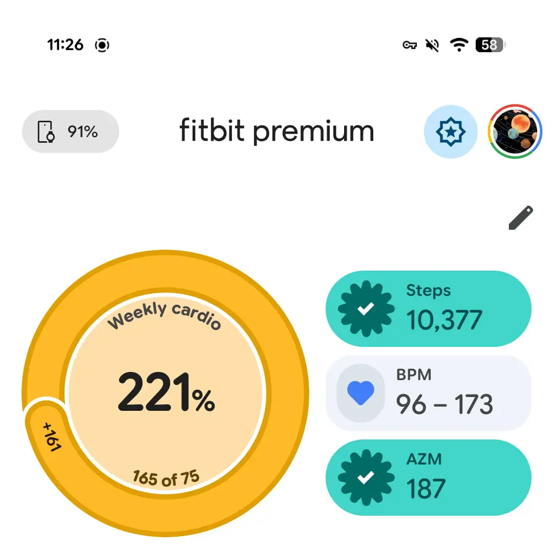 A screenshot of the Fitbit app. 