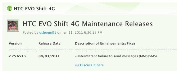 An update to v2.76.651.5 for HTC EVO Shift 4G owners is coming August 8th - HTC EVO Shift 4G getting update to fix MMS/SMS problem