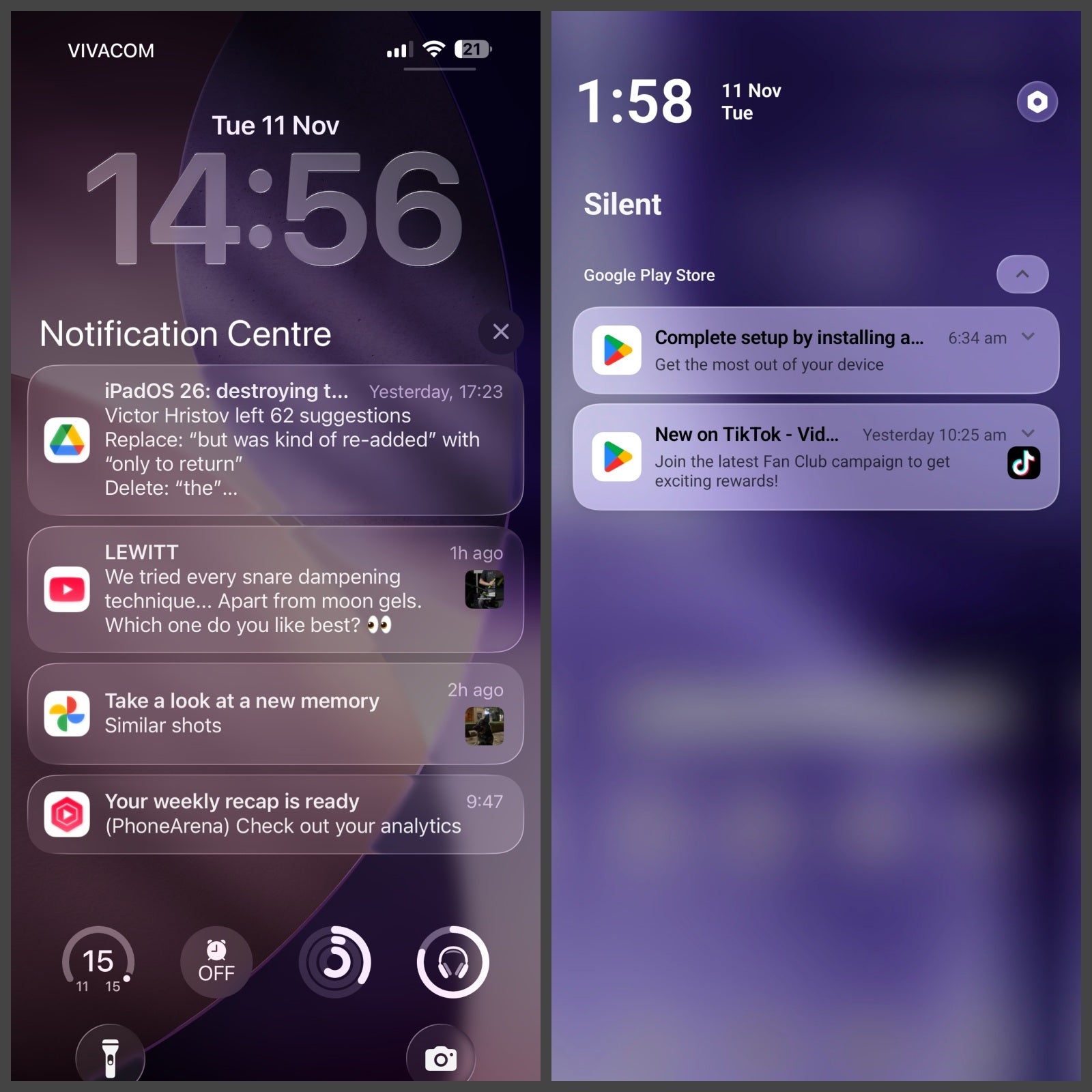 iPhone on the left, Vivo X300 Pro on the right - Hot take: I hate the stock Android colors