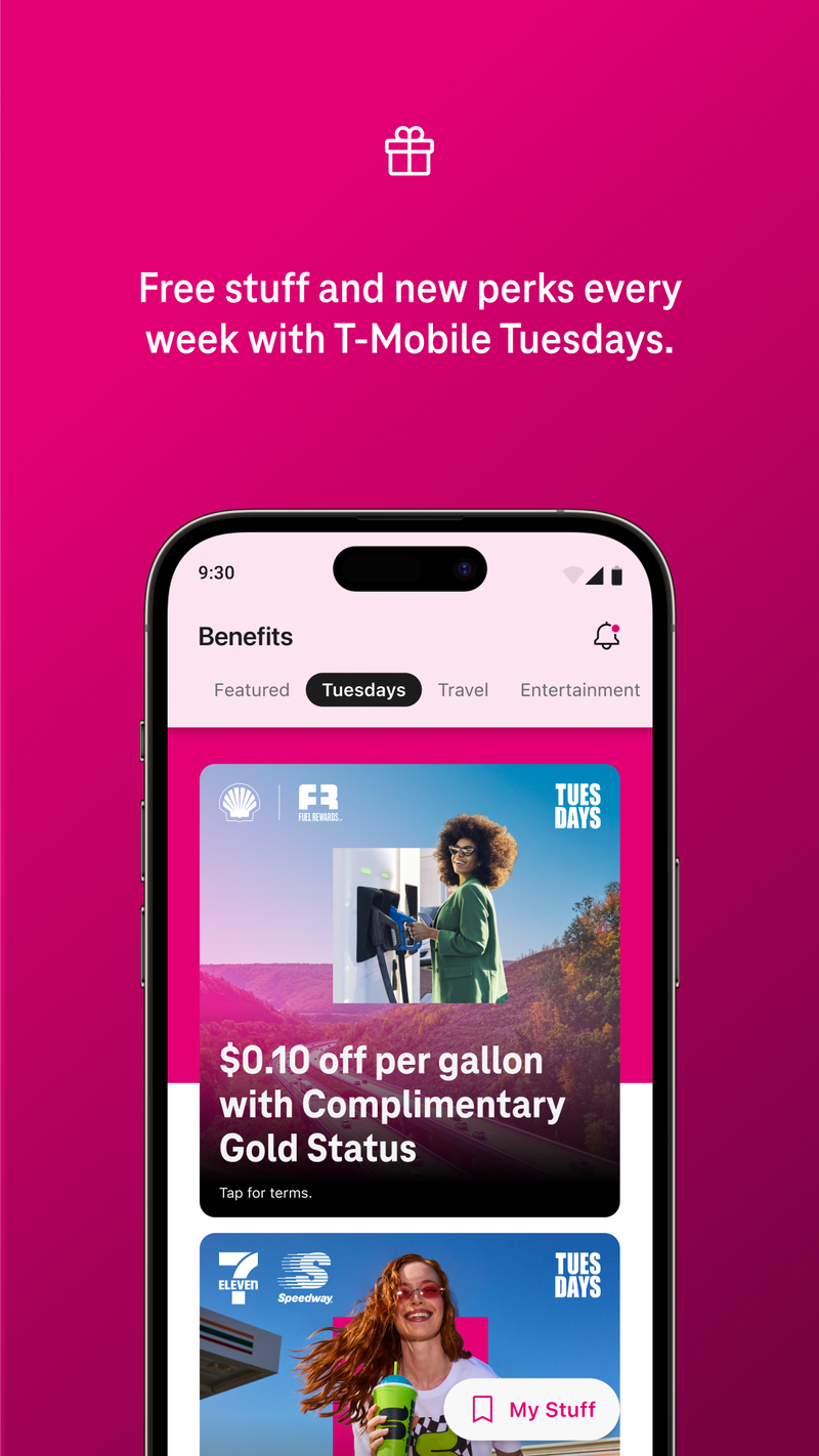 A screenshot of the T-Life app opened on a smartphone.