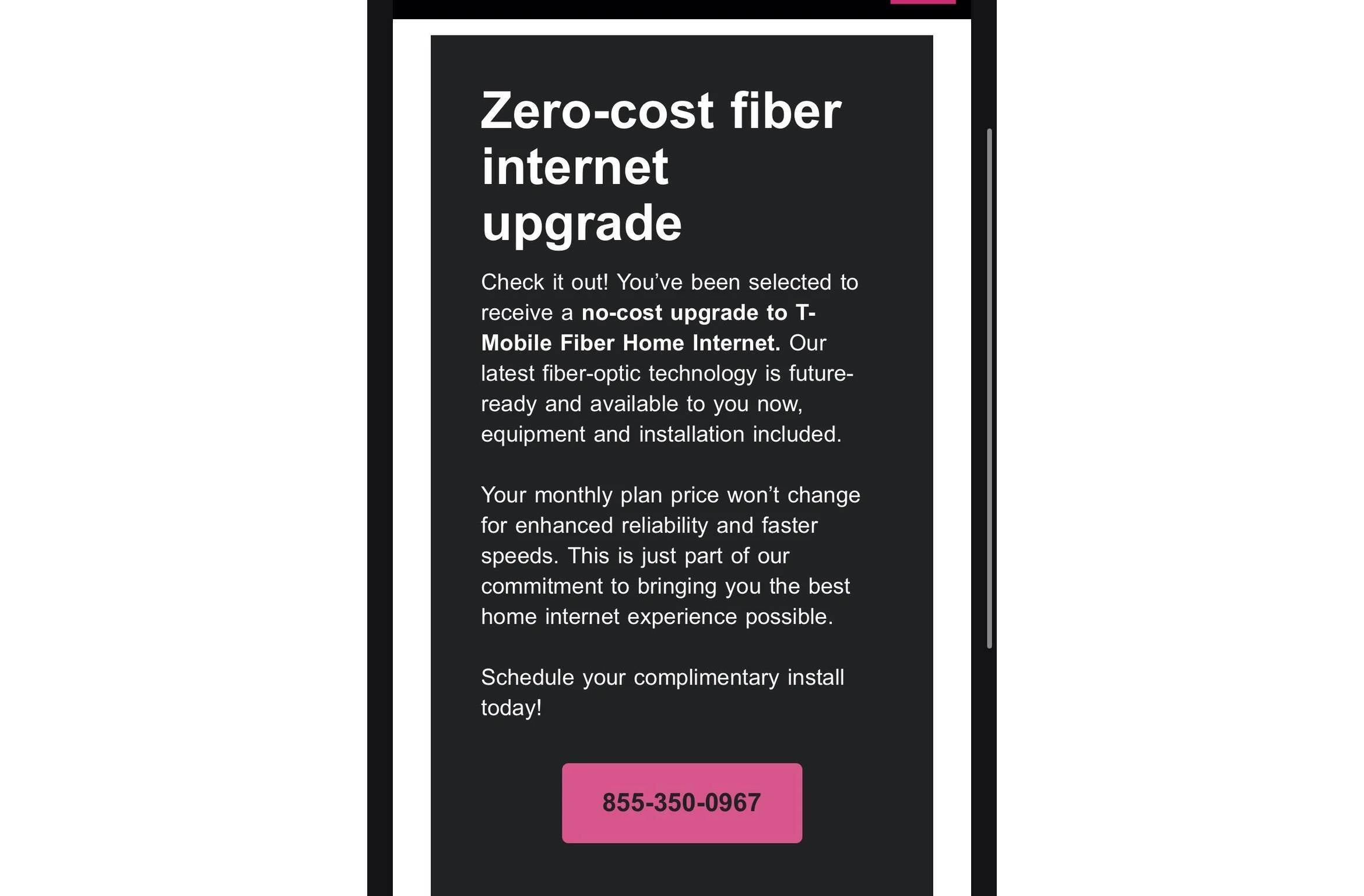 T-Mobile free fiber