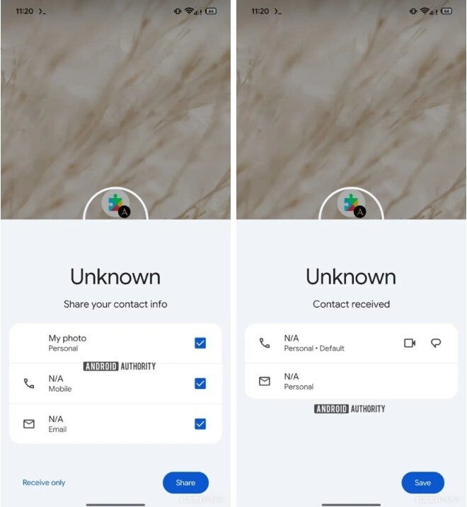 Screenshots show how the Android version of NameDrop might look.