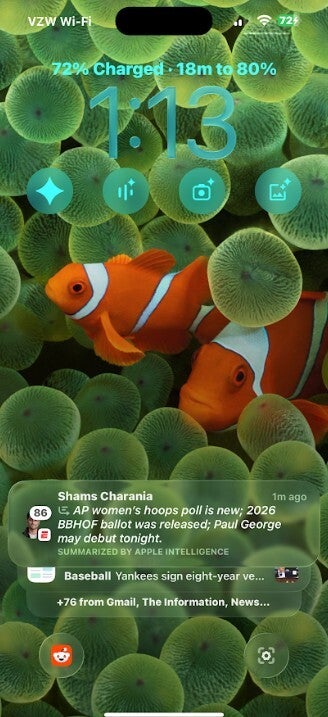 Screenshot showing Battery Charging Time Estimate on iPhone Lock Screen.