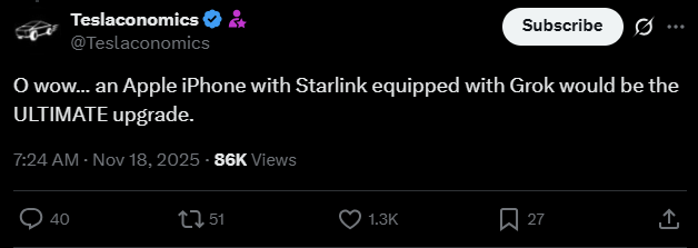 Image source – X - Elon Musk is ready to take over the iPhone now that Tim Cook is one foot out the door