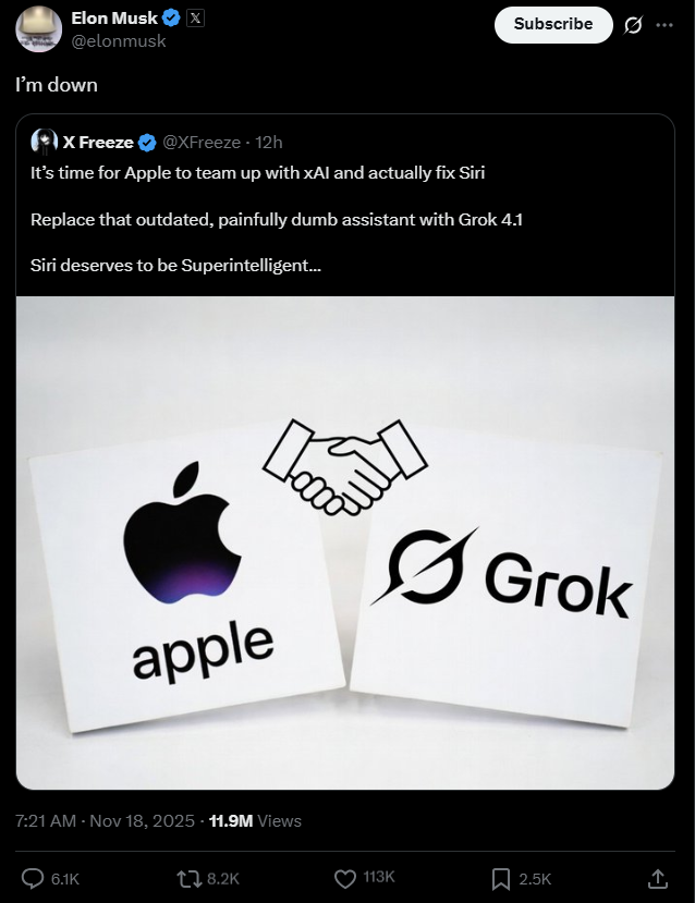 Image source – X - Elon Musk is ready to take over the iPhone now that Tim Cook is one foot out the door