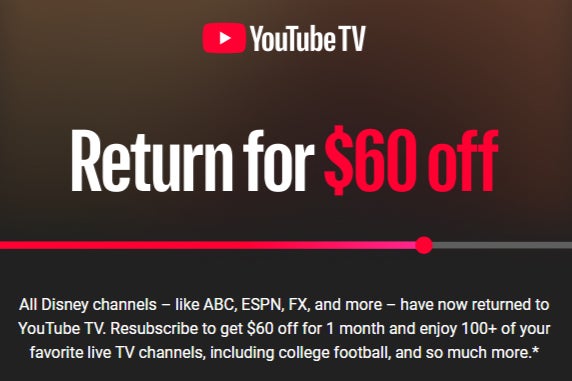 Return for $60 off offer