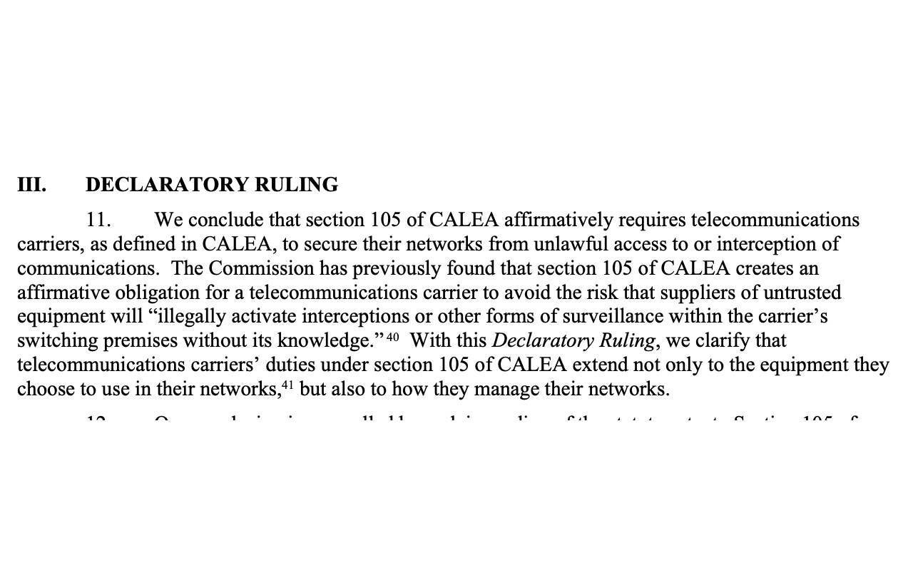 fcc Brendan Carr rolls back salt typhoon ruling