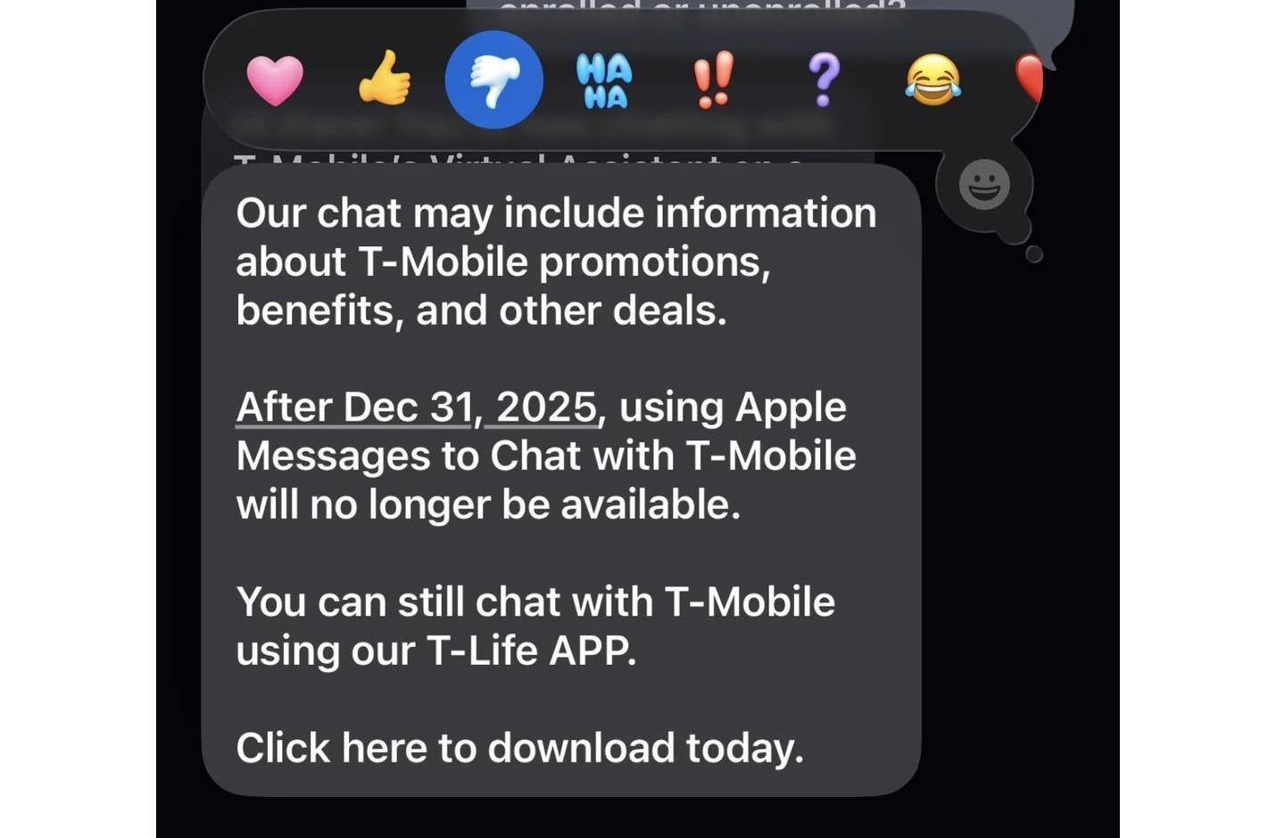 T-Mobile ending Apple Messages support